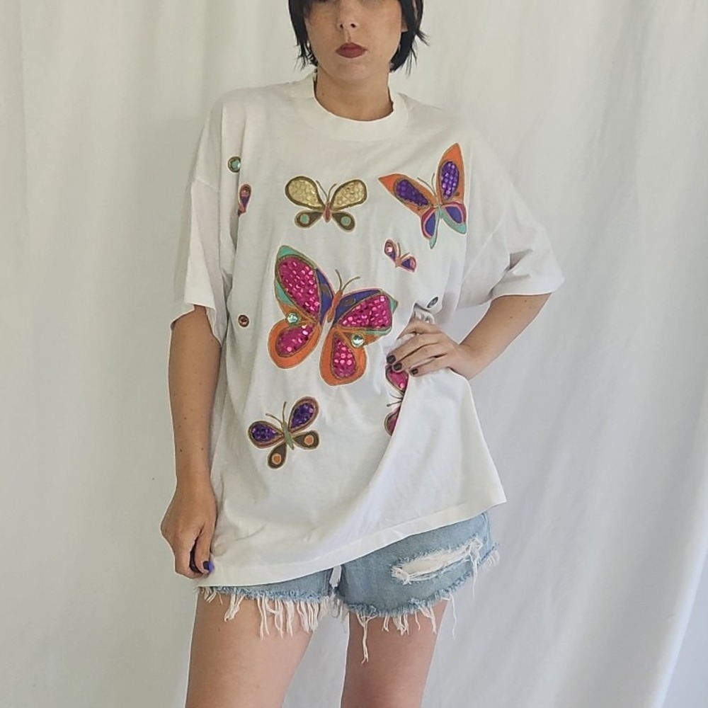 90s Sequin Butterfly Oversize Tee
